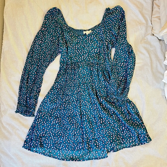 Pink and blue print babydoll dress - Picture 1 of 2